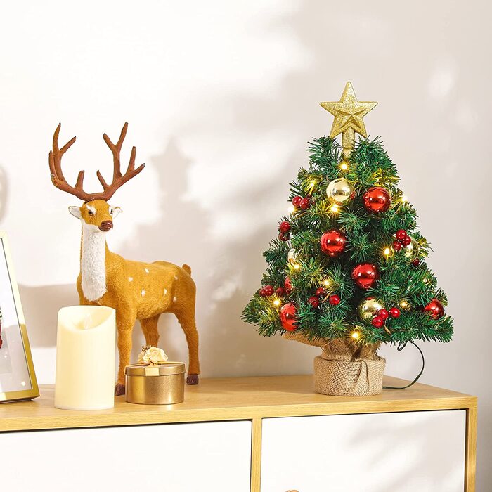 Міні-Різдвяна ялинка Yorbay з 20 теплими білими світлодіодами 8 світлових режимів, ялинка із зіркою на верхівці дерева і декоративна ялинка з батарейним живленням, для