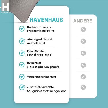 Преміум подушка для ванни сірого кольору | Подушка для ванни швидковисихаюча з великими присосками для надійного кріплення | Подушка для ванни з можливістю прання | Подушка для оптимального розслаблення шиї, сірого кольору