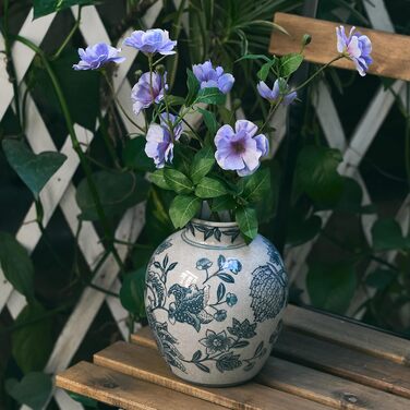 Керамічна ваза для квітів ручної роботи, 15.2 см, у стилі Бохо, декор для дому, теракота, для вітальні, столу, полиці, каміну, в сільському стилі, сіра (блакитно-біла)