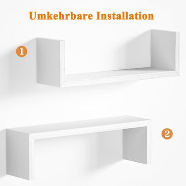 Полиця настінна SRIWATANA біла 5 шт., дерев'яна, плаваючі полиці до 40 кг, сучасна настінна дошка для декору, DIY монтаж для вітальні, ванної, спальні, офісу, кухні (білий)