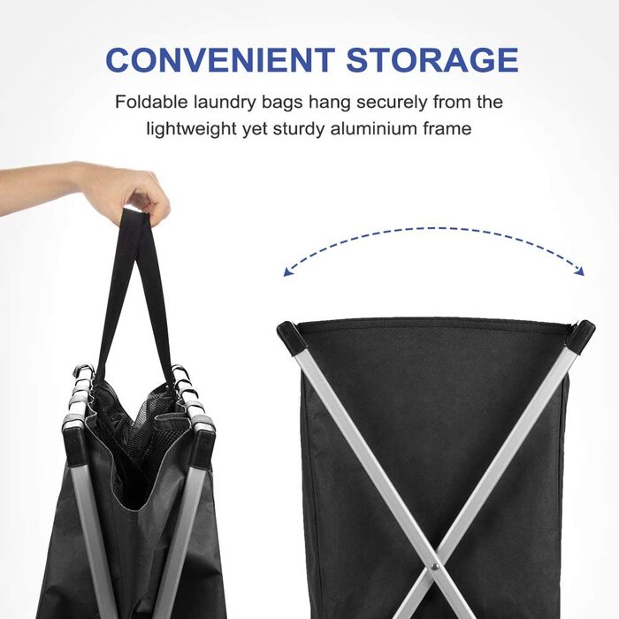 Сортувальник для білизни Oxford Trio з 3 відділеннями (102L) - Чорний