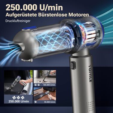 Акумуляторний ручний пилосос Yomile AD10 для авто та дому, 27000Па, 150Вт, бездротовий портативний міні-пилосос з функцією обдуву