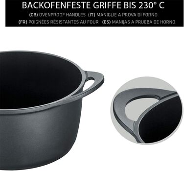 Каструля Berndes Vienna, 3-шарове антипригарне покриття, скляна кришка, індукційна, чорна (24 см)