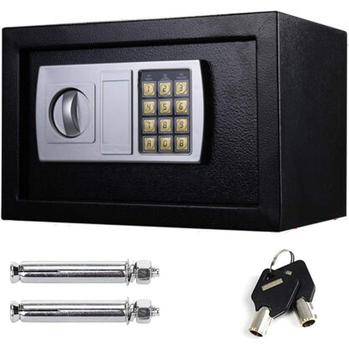 Сейф Tresor з подвійним ригелем, сталевий, з електронним замком та 2 ключами, 8.5л, чорний