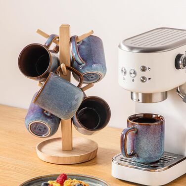 Набір посуду Vancasso Steingut 24 елементи (на 8 осіб) - Тарілки, салатники, миски. Серія ONION (блакитний), дизайн Galaxie.