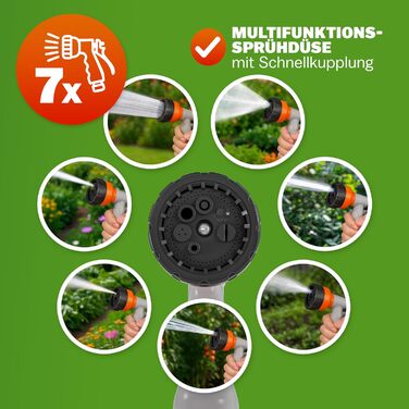 Шланговий барабан Gardebruk® 30м з тримачем для стіни, 2м шланг, багатофункціональна ручна лійка для душу, система автоматичного змотування, водяна коробка для саду 1/2'