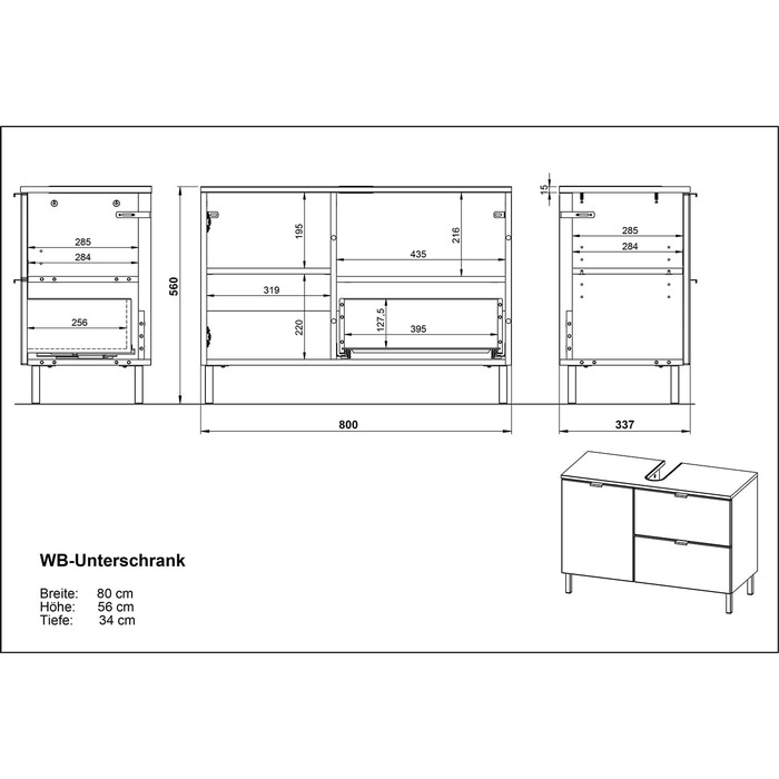 ПІДЛОГОВА ШАФА GERMANIA DIE MBELMACHER 8529-569 WB, 60x56x34 см, графітовий/білий (великий)