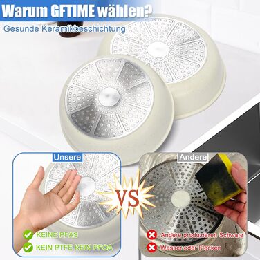 Набір посуду GFTIME 17-ти частинний з антипригарним покриттям Ceramic, для всіх плит (індукція), зі знімними ручками, 20/26 см скляні кришки, без PFOA/PTFE/PFAS