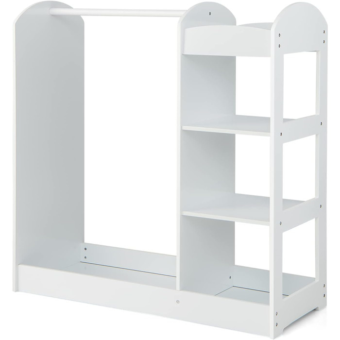 Дитяча шафа DREAMADE з дзеркалом та штангою для одягу, з 4 відкритими полицями, 93,5x38x100 см (Біла)