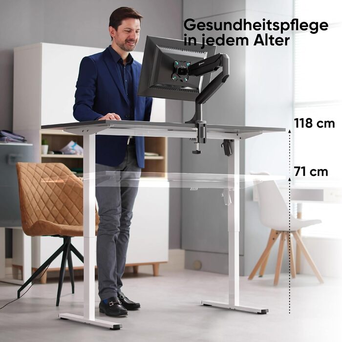 ONKRON Електричний регульований стіл-рама, чорний (Wdf221e-w), до 70 кг, 120-170 см