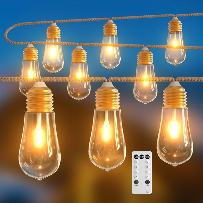 LED гірлянда для декору: 24 лампочки, 12 метрів, RGB, тепле біле світло, 8 режимів, таймер, диммування, для дому, саду, балкону, вечірки, святкування