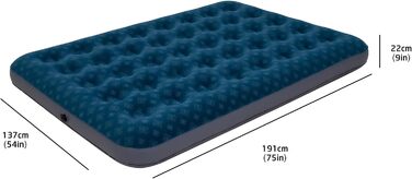 Надувний матрац для кемпінгу та дому AVENLI - 191x137x22 см, для 2 осіб, з флокированим покриттям