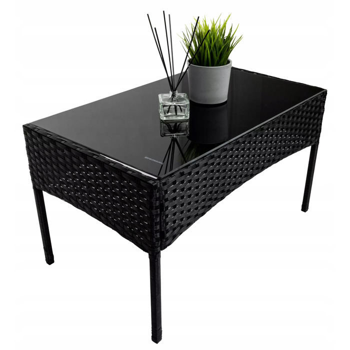 Комплект садових меблів Rino з ротанга, чорний, 7 предметів