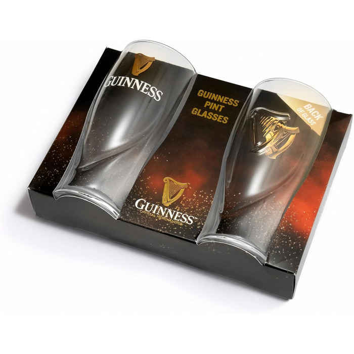 Пивні келихи Guinness Glas набір з 2 шт 568 мл з логотипом та арфою - оригінальні склянки для пива