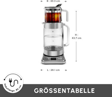 Електричний чайник та заварник Karaca X Refika XL з автоматичним регулюванням температури, 2л, 0.8л, 2200W, хром