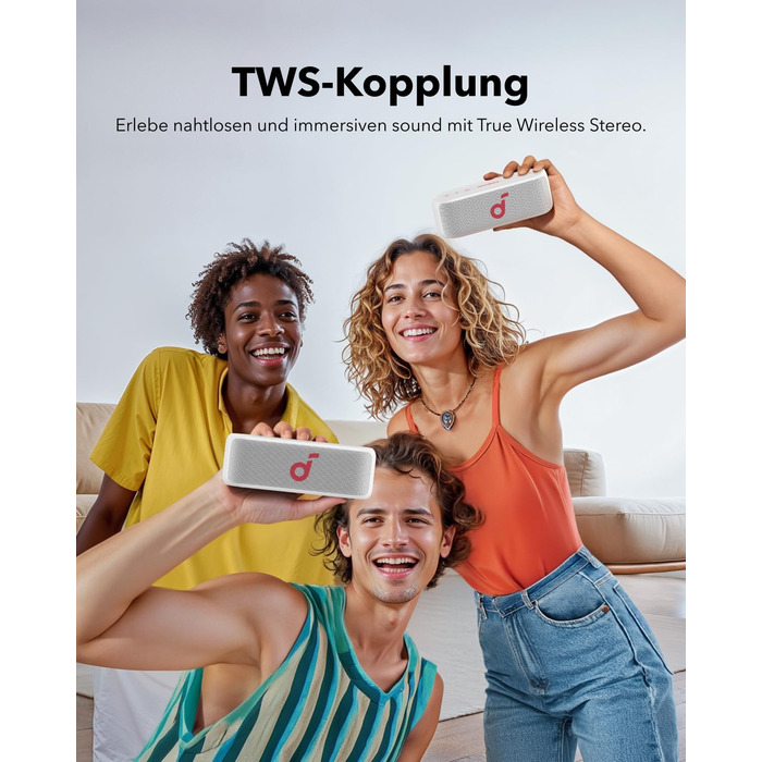 Soundcore Select 2S: Портативна Bluetooth-колонка з 20W, BassUp™ та IPX7 захистом (біла)