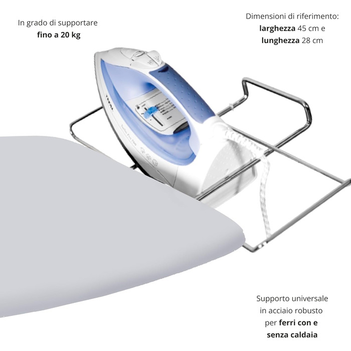 Професійна прасувальна дошка Top House Italia Rugby - 125 x 46 см - компактна, міцна, розбірна - стійка до зминання кришка