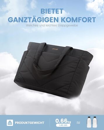 Сумка для ноутбука LOVEVOOK 15.6 дюймів, жіноча: шопер, велика робоча сумка, сумка-шоппер, для навчання, офісу, школи, чорна