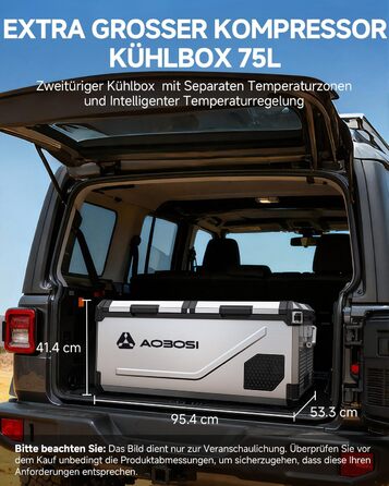 Автомобільний компресорний холодильник AAOBOSI з Wi-Fi, LED підсвіткою та колесами (-20°C/+20°C, 12/24V, 100-240V) для авто, кемпінгу, подорожей