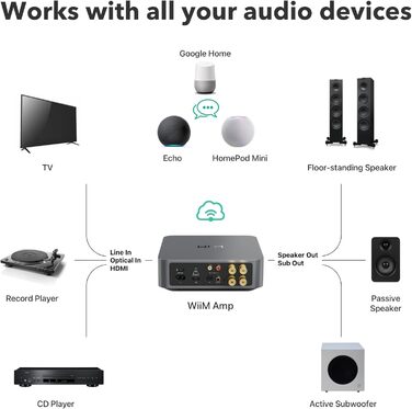 Підсилювач WiiM підсилювач Multi-Room з AirPlay 2, Chromecast, HDMI та голосовим керуванням - Space Grey