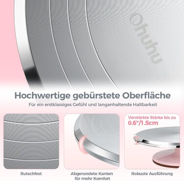 Ohuhu Поворотна платформа для тортів 30 см, алюмінієва, рожева | Підставка для декорування тортів