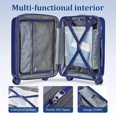 Набір валіз Joyway 4 шт. з жорстким корпусом та TSA-замком, розширюваний, синій колір