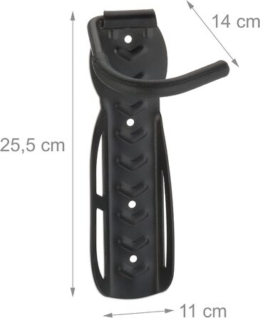 Настінне кріплення для велосипеда Relaxdays, комплект з 6 шт., Велосипедна підвіска до 25 кг, вертикальна, Настінний тримач для велосипеда, Металевий, чорний