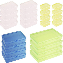 Прямокутний порожній міні-ящик для зберігання змішаних розмірів для міні-пластикового органайзера з відкидною кришкою для дрібних предметів та інших виробів (Різнокольоровий), 24 шт.