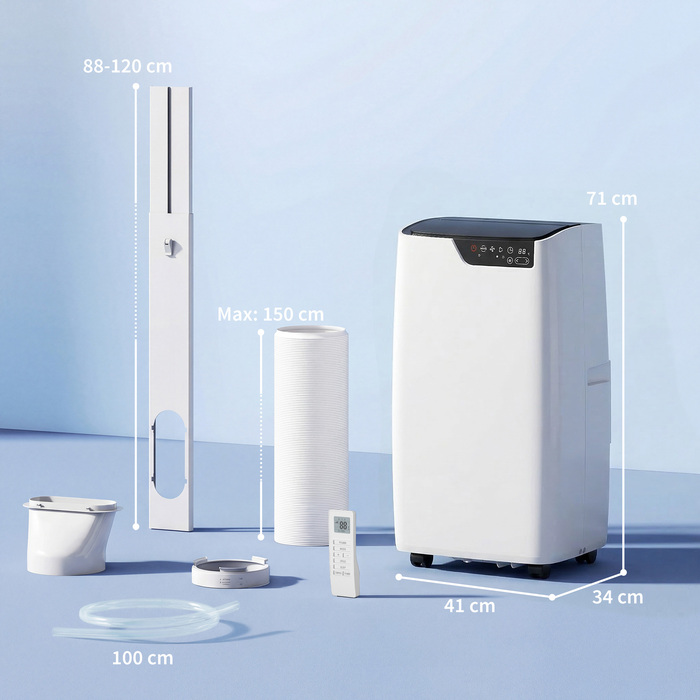 Мобільний кондиціонер 12000 BTU: охолодження, осушення, вентиляція, нічний режим, WiFi та голосове керування