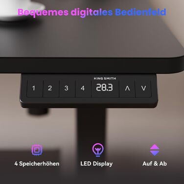 Регульований стіл WALKINGDESK для дому та офісу: електричний, 120 x 60 см, з 4 пам'яттю, з гачками, чорний