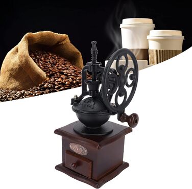 Ручна кавомолка, вінтажна ручна кавомолка з шухлядою (50 символів)
