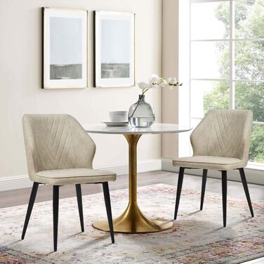 Стільці для обідньої зони CLIPOP, Ретро стиль, Штучна шкіра, М'яке сидіння, Металеві ніжки, для дому та офісу (Бежевий, 4 шт)