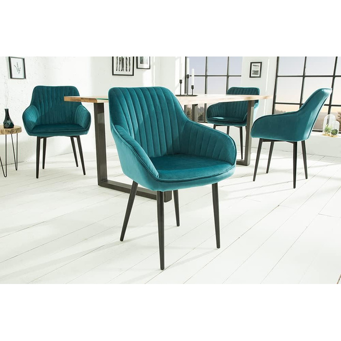 Стілець Riess-Ambiente Design Turin Velvet Turquoise з підлокітником Обіднє та конференц-крісло