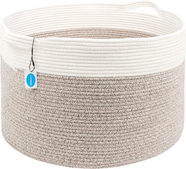 Кошик для дому Casaphoria з бавовняного шнура, XXL, кремово-коричневий (55,9 x 55,9 x 35,6 см)