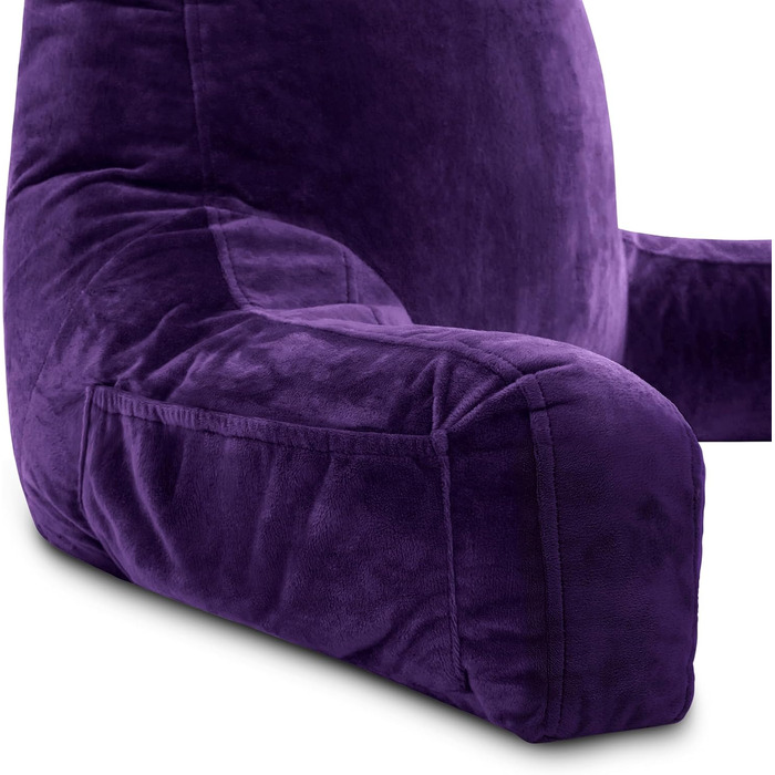 Подушка для чоловіків з підлокітниками - сіра, для читання та відпочинку в ліжку. Преміум піна з ефектом пам'яті, знімна подушка для шиї на еластичному шнурі.