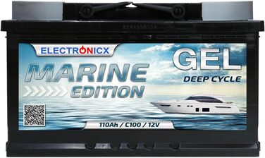 Гелева батарея 12 В 140 Ач Marine Edition технологія GEL, сонячна батарея для човнів, автофургони, надійна надійна батарея для кемпінгу на човні Sola (110 Ач)