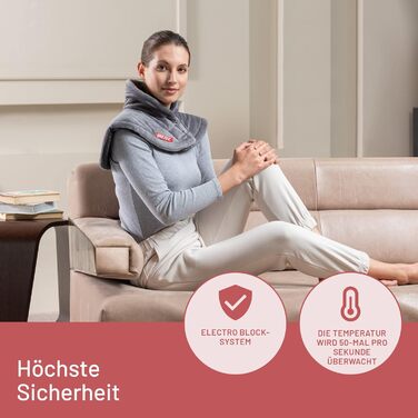 Грелка для шиї та плечей Imetec Intellisense: 5 температур, електрозахист, швидко гріє, пральна машина, 47x52 см