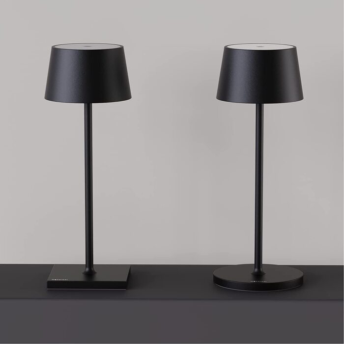 Стильна LED-лампа Stilosa на акумуляторі - бездротова торшерна лампа з датчиком дотику, регулюванням яскравості, USB-C зарядка, для дому та на вулицю (чорний, квадратна база 30 см)