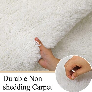 Круглий пухнастий килим Enyhom з високим ворсом, плюшевий товстий килим для вітальні, що миється оксамитовий ворсистий килим, нековзні м'які великі килими для дивана, спальні, прикраса для ліжка, сірий (кремовий, 80 х 160 см)