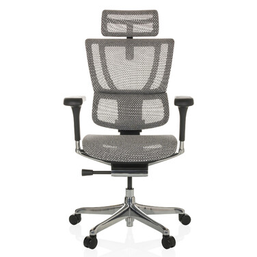 Ергономічне крісло для офісу/керівника ERGOHUMAN SLIM GEN2 з сітчастою спинкою, світло-сірого кольору, hjh OFFICE