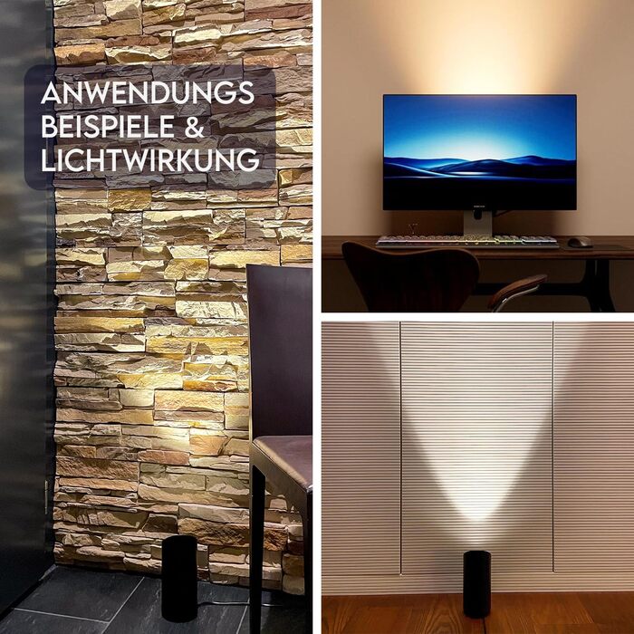 LED прожектор для підлоги (2 шт) білий 6W, напольний світильник для непрямого освітлення вітальні, з лампою GU10 230V, тепле біле світло 2700K