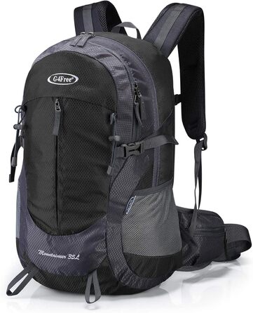 Водонепроникний туристичний рюкзак з чохлом від дощу Відкритий рюкзак Трекінгові рюкзаки для кемпінгу походи і сходження чорний, 4Free 35L