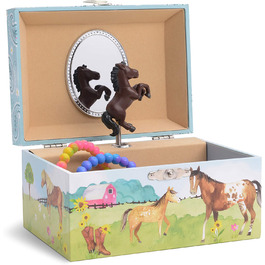 Ювелір - Музична скринька для коштовностей для дівчаток з обертовим єдинорогом, блискучою веселкою і Зоряним візерунком-Пісня прекрасної мрійниці (кінь)