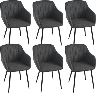 Набір обідніх стільців для кухні та вітальні (6 шт., чорно-сірий)
