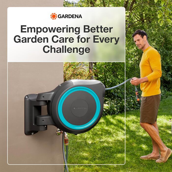 Гардена котушка для шланга на стіну, втягувана, 35 м, чорно-бірюзова