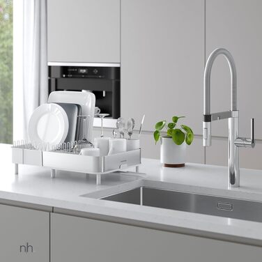 Сушарка для посуду висувна з нержавіючої сталі біла | сучасний мінімалістичний дизайн