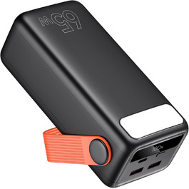 Power Bank 60000mAh 65W з 3 виходами USB-C: портативний зарядний акумулятор для ноутбука, смартфона, планшета (чорний)