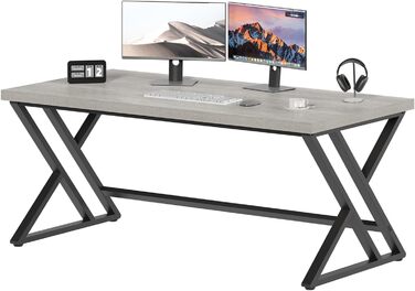 Великий промисловий стіл для комп'ютера LVB, сірий, 152x60x75.5 см. Металевий стіл для дому, навчання та роботи