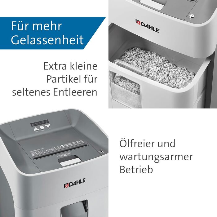 Шредер Dahle ShredMATIC 90 з автоподачею паперу, P-4, 300 аркушів, світло-сірий/сірий, без масла, без обслуговування