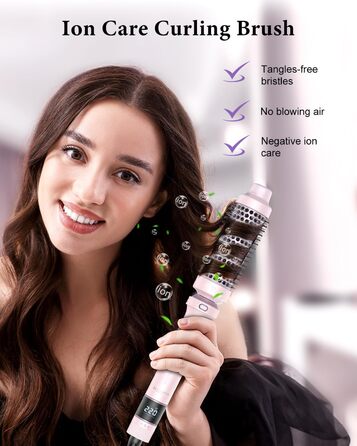 BESTOPE PRO Локкенстаб: Набір випрямляча та плойки 5 в 1 з термощіткою, 3 плойки (9-25 мм) для великих локонів, 13 температур, захисне покриття, рукавичка, затискач (Блідо-рожевий)